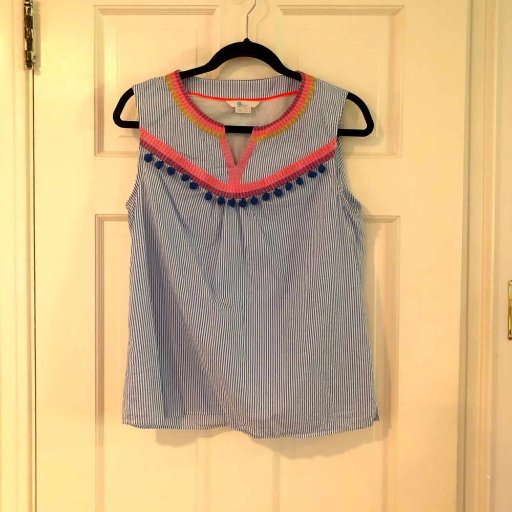 Boden summer top with pom poms size 8